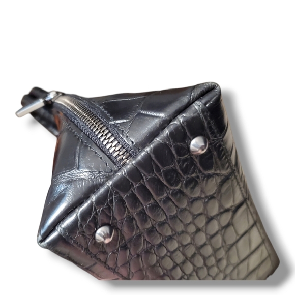 FURLA Vintage Mini Croc Embossed Leather Top Handle Shoulder Handbag - Picture 11 of 16